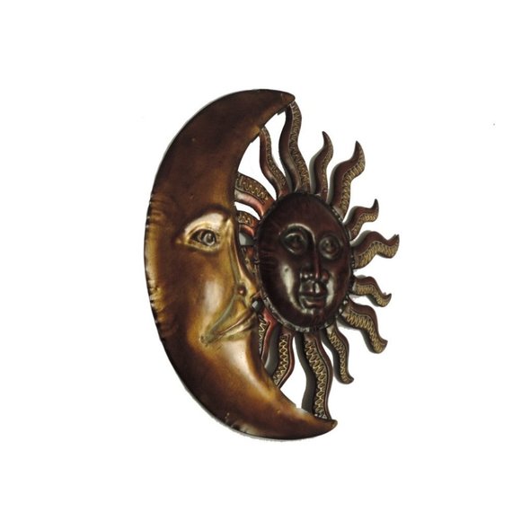 Celestial Sun and Moon Metal Hanging Wall Art - Picture 2 of 3